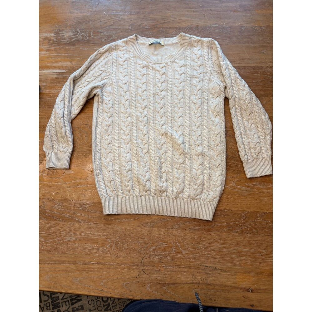 Vintage Y2K Abercrombie Fitch Cable Knit Crewneck Sweater S Cream Alpaca Blend - Picture 1 of 12